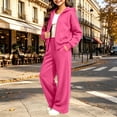 thumbnail image 3 of Bloomae Girls Hoodie Sweatsuit 2 Piece Full Zip Up Long Sleeve Hooded Sweatshirts and Elastic High Waist Wide Leg Jogger Sweatpants Trendy Cozy Athletic Tracksuit Sets, 3 of 8