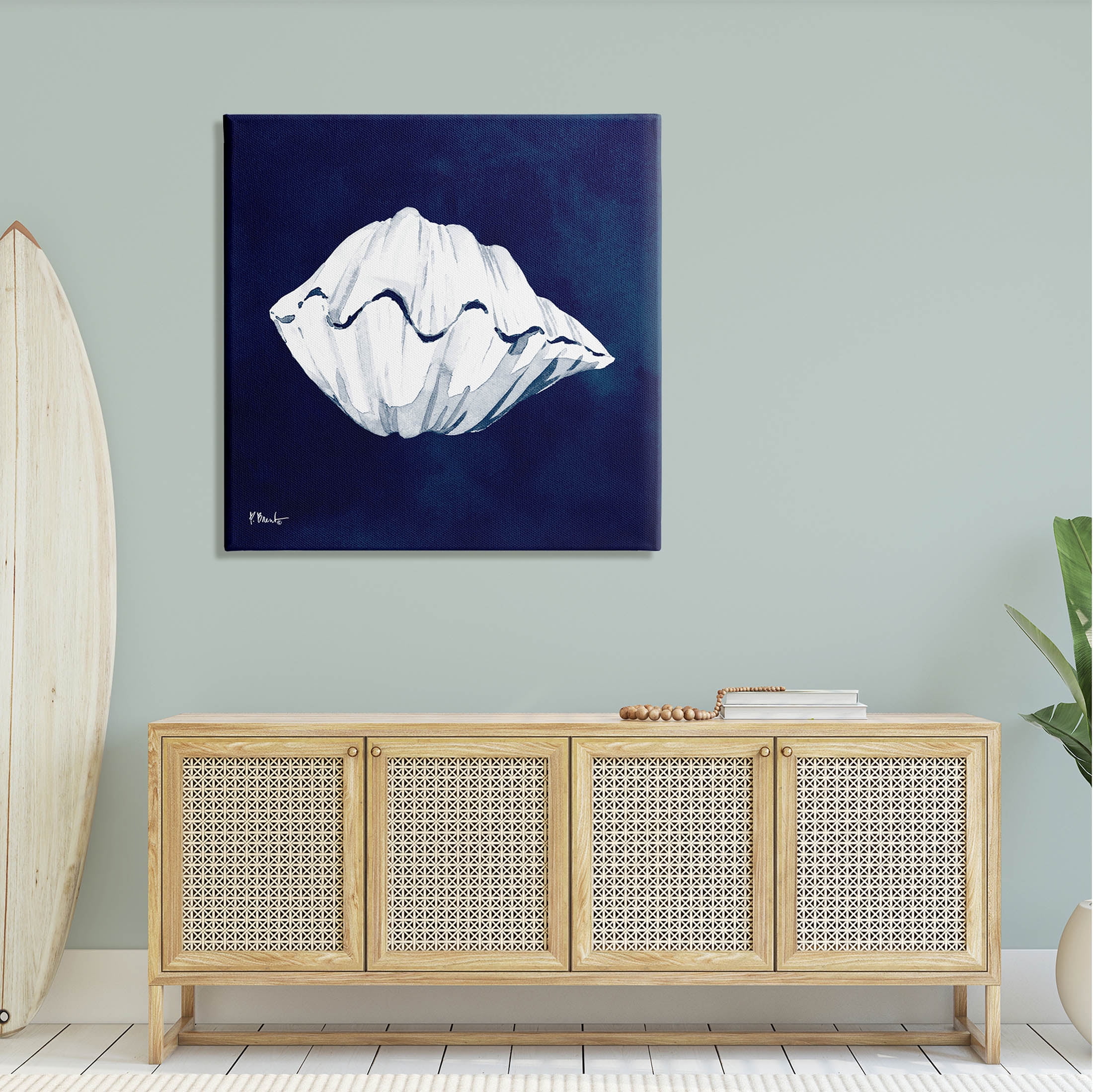 Stupell Industries Cyanotype Shells Coastal Clam Graphic Art Gallery Wrapped Canvas Print Wall Art, Design by Paul Brent