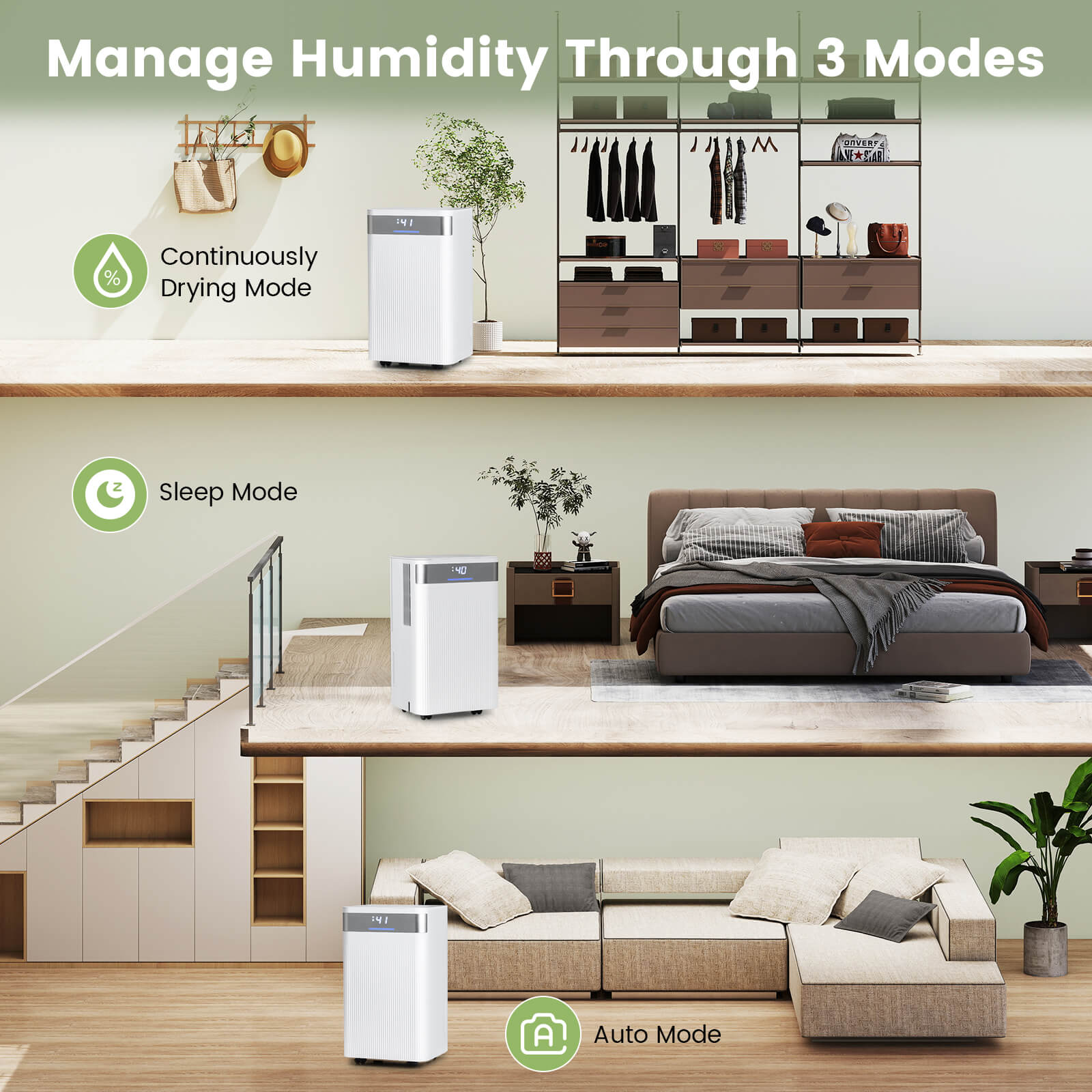 Costway 9-Pint(DOE) Dehumidifier Portable Dehumidifier with 3-Color Indicator 2000 Sq.Ft Coverage Area (MAX 32Pint at 95°F, 90%RH)