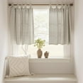 thumbnail image 3 of Tab Top Linen Kitchen Curtains 36 Inches Striped Tier Curtains Farmhouse Modern Cafe Style Small Window Treatments Airy Light Filtering Rod Pocket for Living Room Bathroom 2 Panels Taupe Grey, 3 of 8
