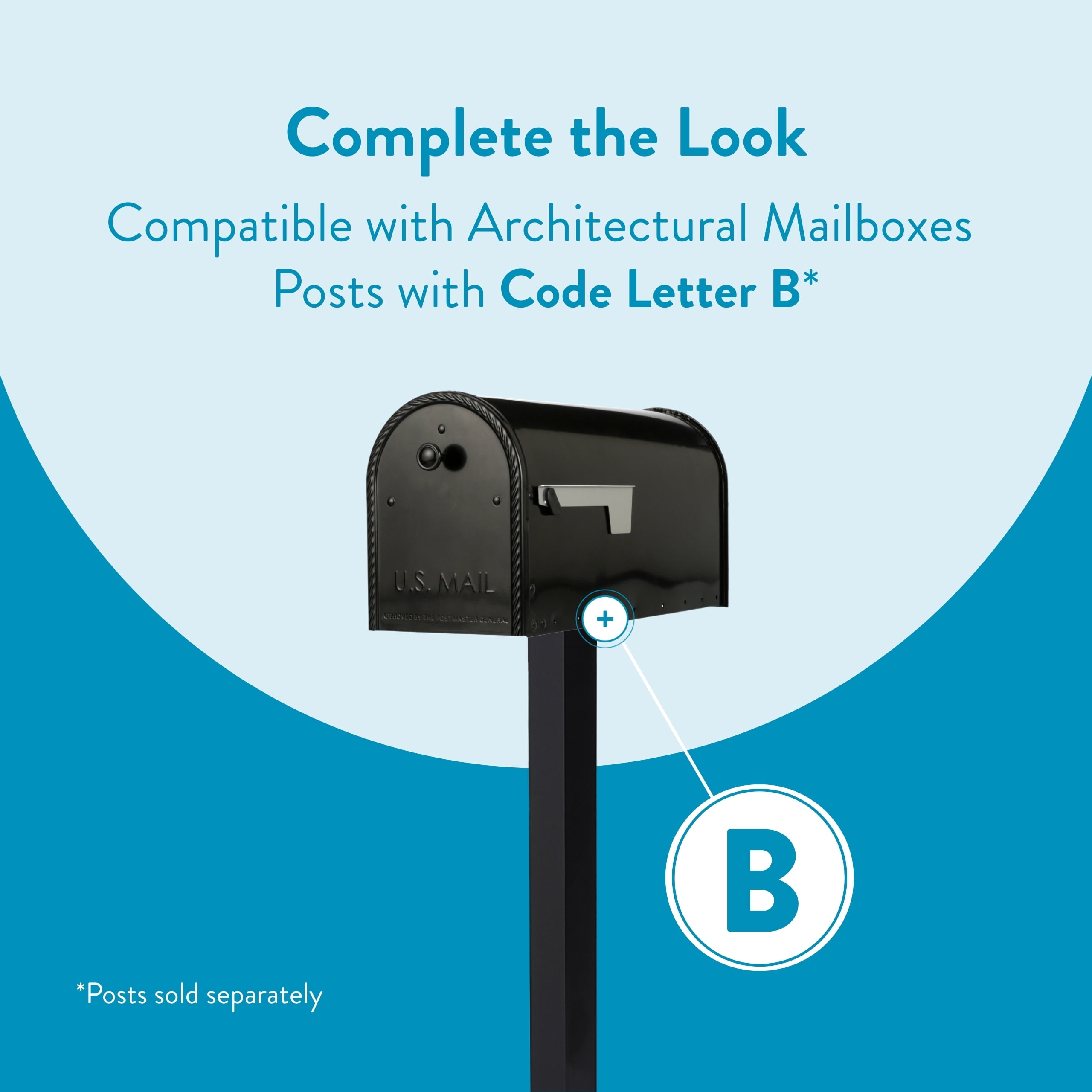 Architectural Mailboxes Edwards Galvanized Steel, Large, Post-Mount Mailbox in Black