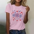 thumbnail image 2 of Short Sleeve Summer T-Shirts for Women Stars Hearts Printed Tops July 4th Outfits Casual Crew Neck Base Tees (M, Pink 01), 2 of 7