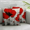 thumbnail image 3 of TIAOTIAOHOU Poppy Flower Pillow Case,Vintage Red Poppy Flower Cushion Cover Square Standard Home for Men/Women Black Red, 3 of 5