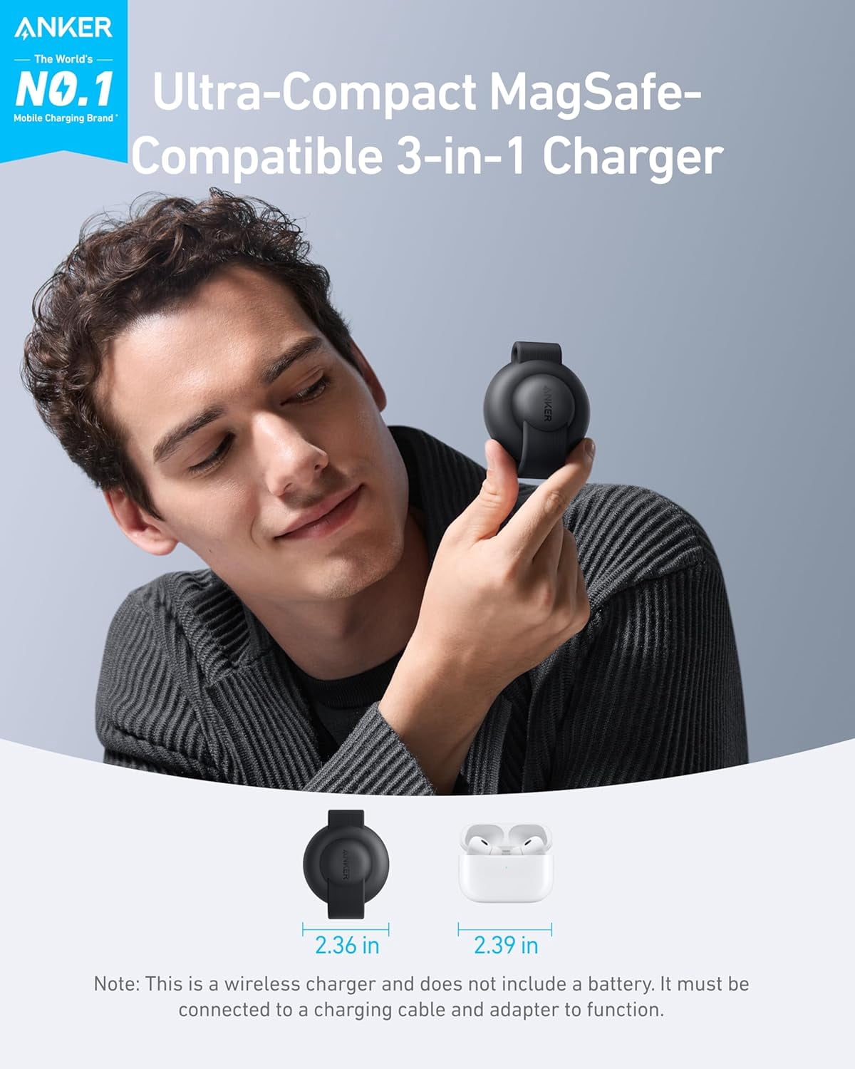 Anker MagSafe Compatible MagGo UFO 3-in-1 Charger, iPhone 17 Wireless Charging Station, 15W Qi2 Certified, Foldable Travel Charging Pad