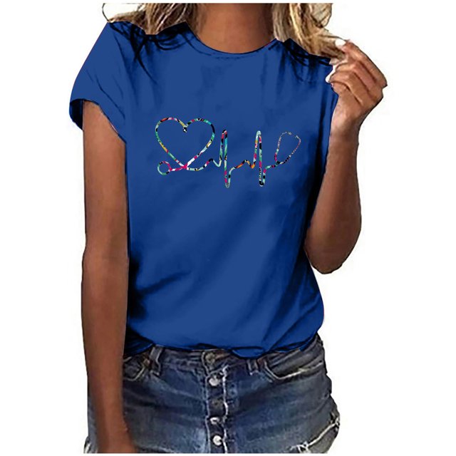 Birdeem Womens Short Sleeves Print Nurses Day Casual Tops Pullover Blouse T-Shirt