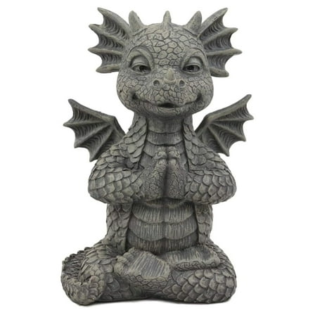 Mini Zen Meditating Yoga Namaste Dragon Statue in Faux Stone Resin Finish 5" Tall Decor Figurine Zen Dragons and Dungeons As Garden Accessory Decorative Collectible Sculpture