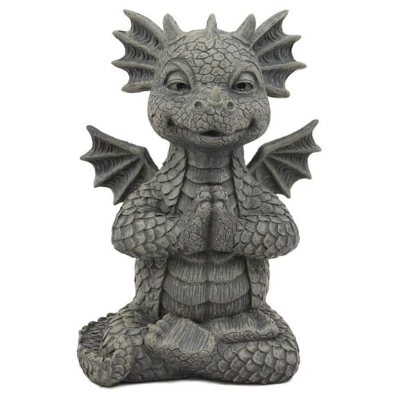 Mini Zen Meditating Yoga Namaste Dragon Statue in Faux Stone Resin Finish 5" Tall Decor Figurine Zen Dragons and Dungeons As Garden Accessory Decorative Collectible Sculpture