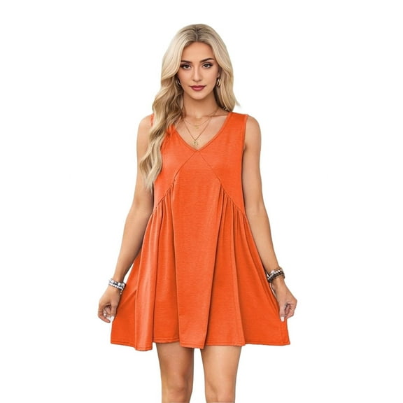 Sleeveless Mini Dress Orange-Red XL