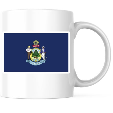 Maine State Flag Coffee Mug - ME State Flag Mug - Choose from 50 States - 11 Ounce Coffee Mug - Design Printed On Both Sides - Glossy Ceramic - Microwave & Dishwasher Safe - BMCM01305