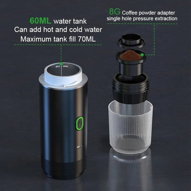 Wireless Electric Portable Espresso Coffee Machine for Camping Coffee Maker Capsule Powder Travel Coffee Maker A
