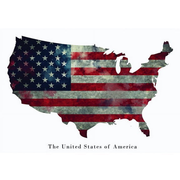 American Flag Poster USA United States of America Wall Art Print (24x18)