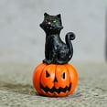 thumbnail image 3 of Halloween Black Cat Sitting on Pumpkin Lit Figurine, Sturdy Resin Hand Painted Crafted Collectible Halloween Figurines with Lights Home Decor Statue, 1.96x1.77x3.14", 3 of 8