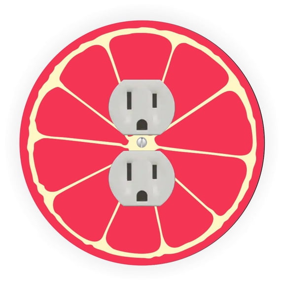 Grapefruit Slice Design - Round Light Switch Plate Cover - Outlet Cover