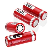 EBL 4-Pack 18500 Battery 3.7V 1600mAh Li-Ion Rechargeable Batteries for LED Flashlight Torch