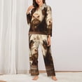 thumbnail image 2 of Yiaed Butterfly Cow Barrel Print Pajamas Women's Long Sleeve Sleepwear Soft Button Down Loungewear Pjs Lounge Set Nightwear Womens Pajama Pants-XX-Large, 2 of 7