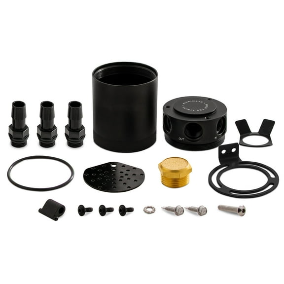Mishimoto MMBCC-CBTHR-BK Compact Baffled Oil Catch Can, 3-Port, Black