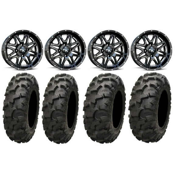 MSA Black Vibe 14" UTV Wheels 28" Blackwater Tires Can-Am Maverick X3 / Honda Pioneer 1000 / Talon