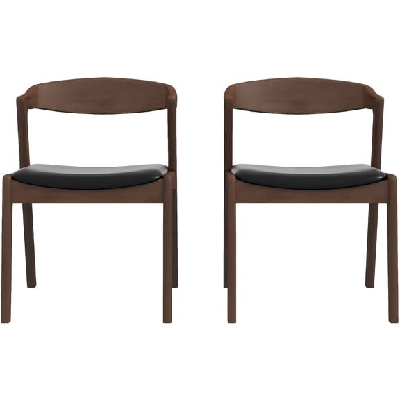 Dakota Solid Wood Black Leather Dining Chair (Set Of 2)
