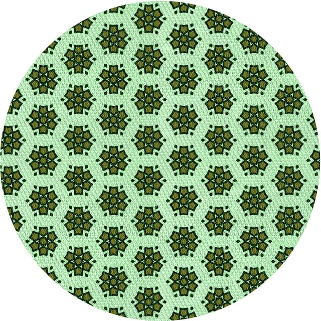 Ahgly Company Tapis Rond Lavable en Machine Intérieur Transitionnel Vert Pâle, 4 Pieds Rond