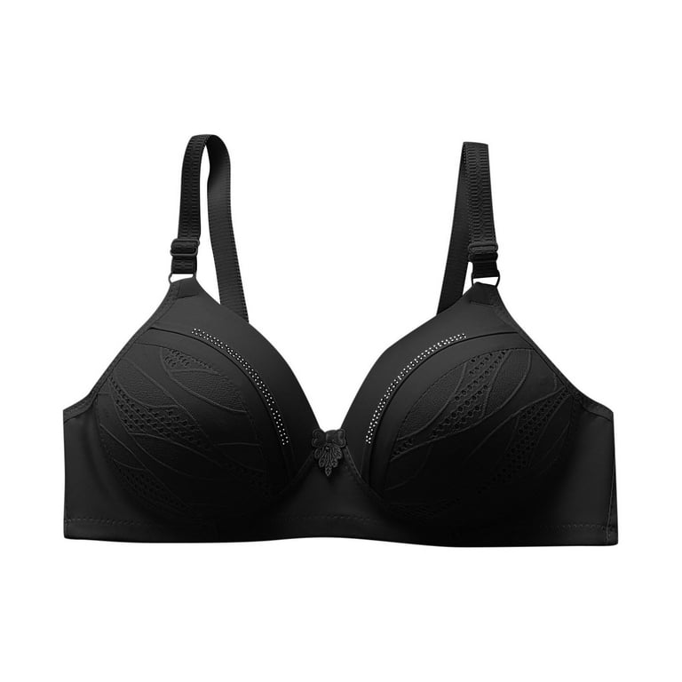 Pejock Everyday Bras for Women, Women's Ultimate Comfort Lift Wirefree Bra  Comfortable Lace Breathable Bra Underwear No Rims Bras No Underwire Black  Cup Size 40/90BC 
