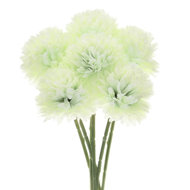 Uxcell Flores de Bola de Crisantemo Artificial, Ramos de Seda de Hortensia Falsos para el Hogar/Boda Verde Otoño