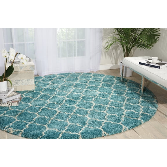 Nourison Amore Trellis Aqua 7'10" x round Area Rug, (8 Round)