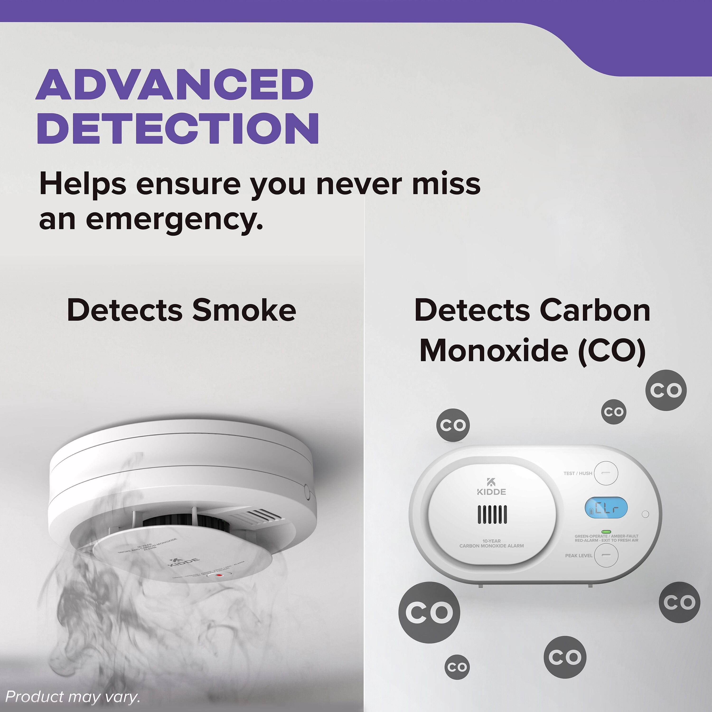 Kidde COB/20SD10 10-Yr Battery-Powered Photoelectric Smoke Alarm & AA Battery-Powered Electrochemical CO Alarm