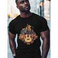 thumbnail image 2 of Flower Guitar City Men's T Shirts T-Shirt for Men Crew Neck Tees Cotton Tops, Black, S, 2 of 7