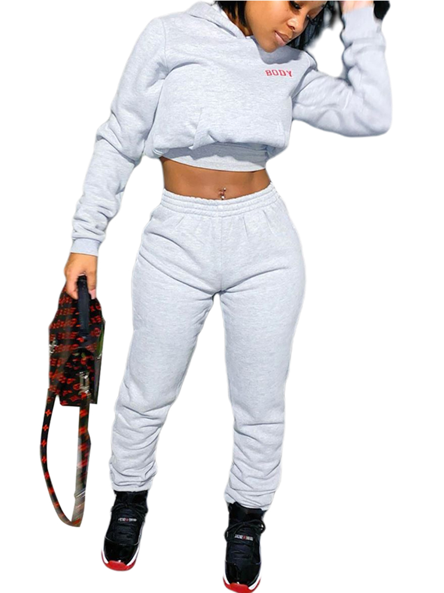 Body Glove Active Womens Petra Long Sleeve Hoodie Activewear Crop Top