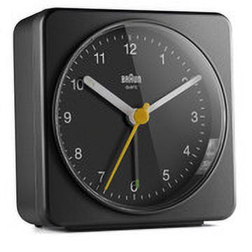 Braun BC03B: Stylish Black Alarm Clock with Snooze, Light, and Quiet Quartz Sweeping Movement