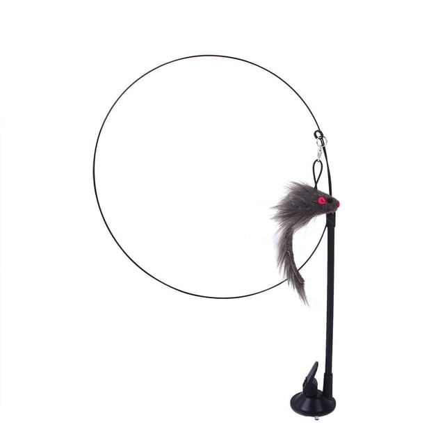 Suction Cup Cat Toy with Feather Replacement Heads, Interactive Bird-Like Motion Teaser for Indoor Play