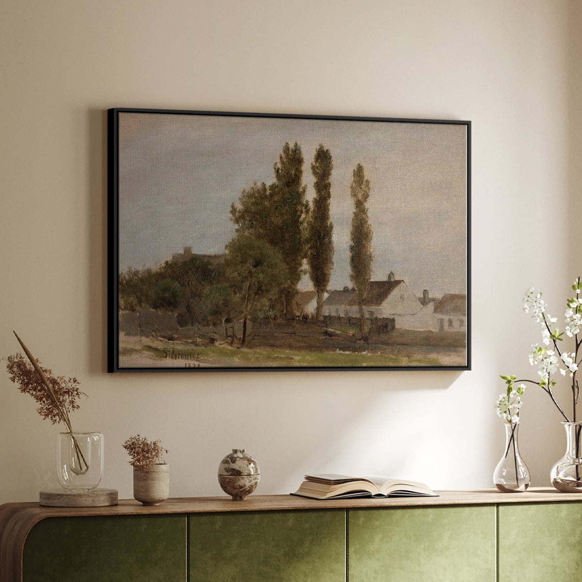 Vintage Landscape-CCXXX By Wexford Home Framed in Black Wood Gallery Wrapped Canvas 17 in. x 25 in.
