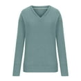 thumbnail image 4 of GEWSEY V Neck Long Sleeve Shirts for Women Casual Fall Tops Lightweight Tunic Sweaters Fashion Clothes Loose Fit 2025 (Mint Green, XXL), 4 of 4