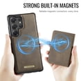 thumbnail image 2 of Case For Samsung Galaxy S23 Ultra 5G RFID Blocking Compatible With MagSafe Detachable 2 In 1 Wallet With Card Holder,PU Leather Case,  Holder Kickstand Magnetic Protective Women Men Cover,Brown, 2 of 11