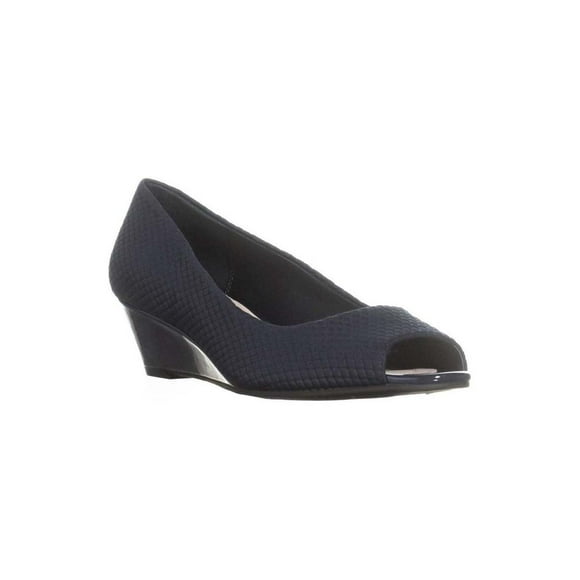Alfani Womens Cami2 Fabric Peep Toe Wedge Pumps