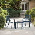 thumbnail image 2 of Bezseller 3 Piece Patio Bistro Set, Outdoor Steel Furniture Set, Stackable Modern Conversation Sets for Balcony Garden Deck Patio w/2 Chairs 1 Table, Peacock Blue, 2 of 6
