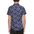 thumbnail image 3 of Unique Bargains Men's Summer Button Floral Cotton Short Sleeve Hawaiian Shirt 44 Dark Blue, 3 of 6