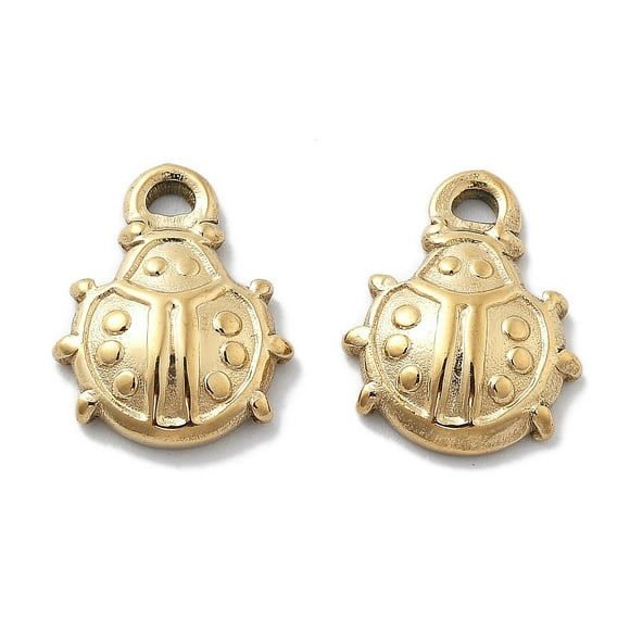 3 Pcs Breloques Coccinelle en Acier Inoxydable 304 Pendentif Coccinelle Ornement Véritable Plaqué Or 18K Bijoux pour Femmes Anniversaire Festival Cadeaux Élégants Bijoux Trou 13x10.5x3mm : 1.2mm