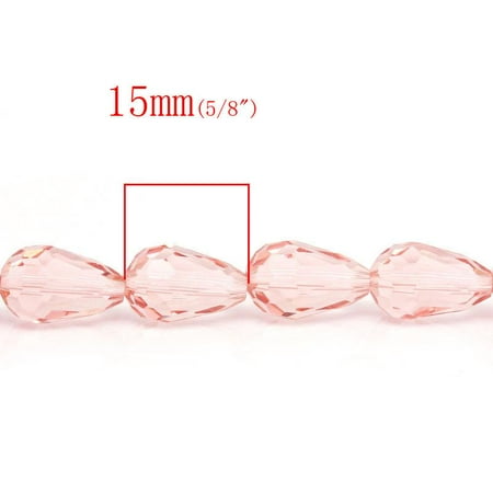 Sexy Sparkles 1 Strand, Teardrop Light Pink Faceted Glass Loose Beads