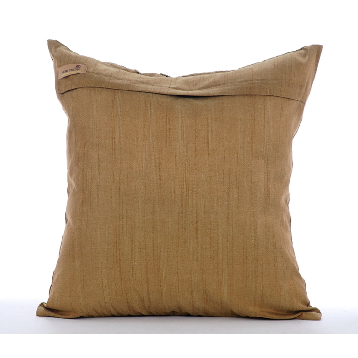 The HomeCentric Pillow Case Custom, Pack of 2, 12x12 Inches Square Decorative Throw Pillow Cover Gold Brown Color Silk Pillow Cover With Bead Embroidery Easter - Gold Celebration