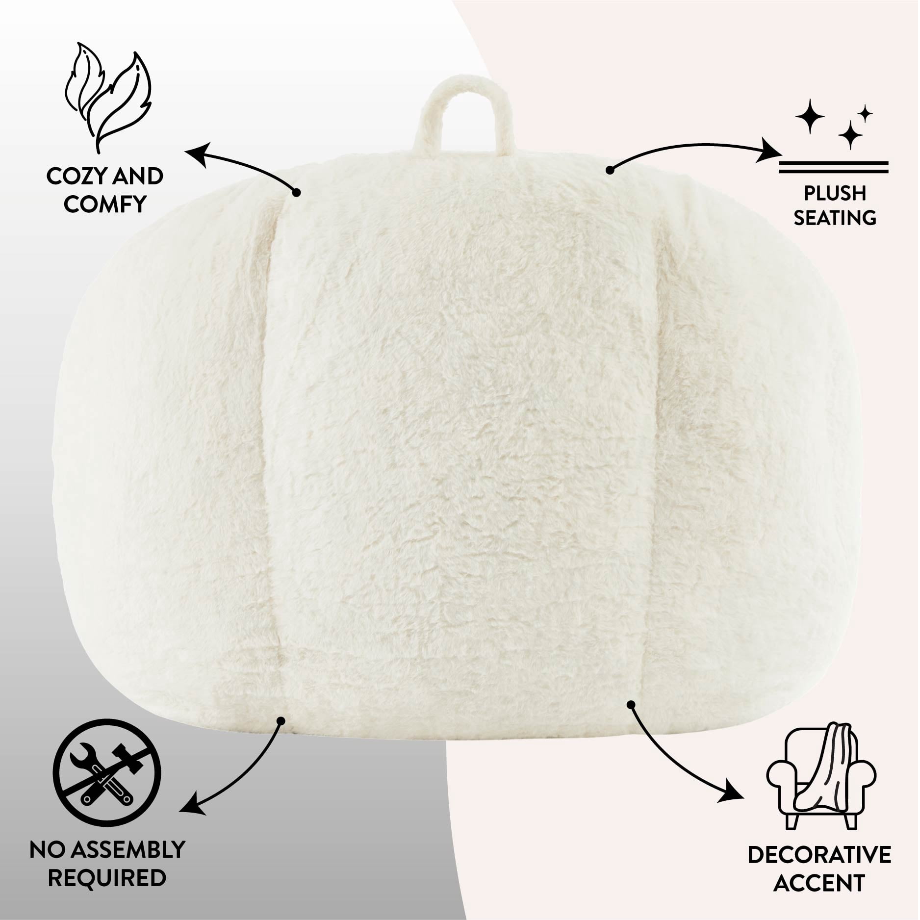 Urban Shop Faux Rabbit Fur Foam Lounge Chair, Ivory