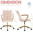 thumbnail image 2 of Velvet Desk Chair with Arms, Adjustable Height Home Office Chair, Mid-Back Upholstered Vanity Chair with 360° Swivel and Wheels for Living Room or Study, Light Pink, 2 of 8