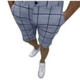 thumbnail image 2 of Pxiakgy mens shorts Male Summer Casual Slim Big Plaid Print Shorts Zipper Fly Semi Elastic Waist Pocket Shorts Men Casual Shorts Grey + XL, 2 of 6