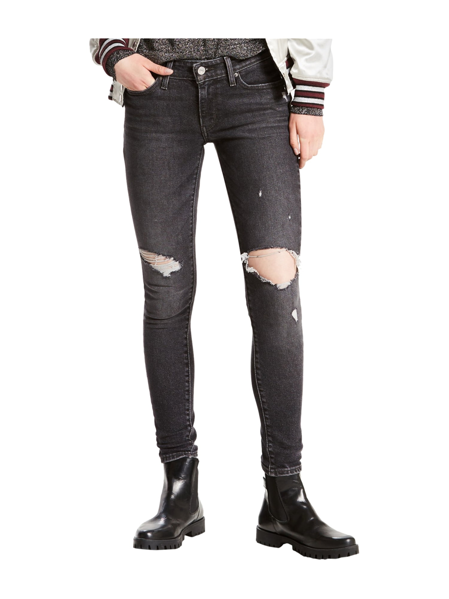 black distressed levi jeans