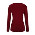 thumbnail image 6 of AXXD Basic Ladies Sweatshirts Summer 2024 Winter Sexy Elasticity V Neck Long Sleeve Tops Versatile Regular Blouse, 6 of 7