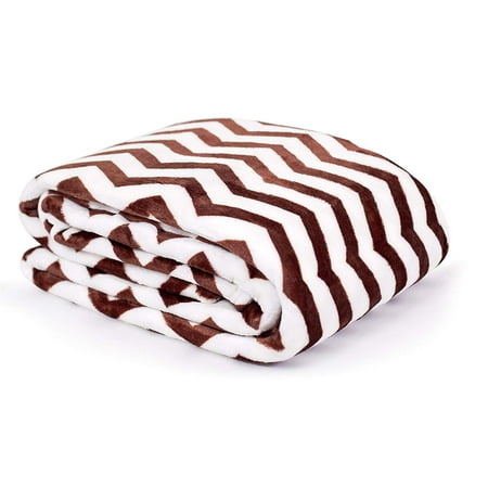 Internet's Best Plush Chevron Throw Blanket | Café (Brown) | Ultra Soft Couch Blanket | Light Weight Sofa Throw | 100% Microfiber Polyester | Easy Travel | Twin Bed | 66 x