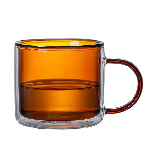 Pisexur Batería de cocina Taza de vidrio coloreado de doble capa para la cocina del hogar