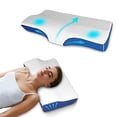 thumbnail image 1 of Almohada de Memory Foam Cervical Ortopédica y Ergonómica, Especial para Aliviar Dolor de Cuello, Espalda y Hombros. Cojín Terapéutico para Sueño Reparador, Incluye Antifaz y Tapones de Oídos, 1 of 8