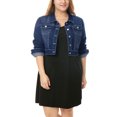 thumbnail image 1 of GRACE & GRANDEUR Women's Plus Jean Jackets Button Down Denim Bomber Jacket, 1 of 4
