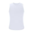 thumbnail image 7 of Sakmal White Mens Tank Tops White Scoop Neck Camisole Solid Muscle Stringer Tunic Tops, 7 of 7
